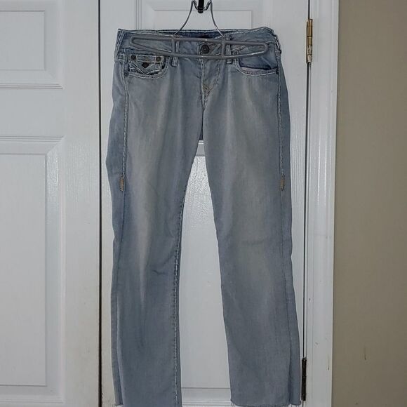 TRUE RELIGION Billy 25 Low Rise Straight Leg  Crop Jeans Flap Pockets - Picture 1 of 9
